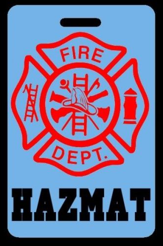 Sky-blue hazmat firefighter luggage/gear bag tag - free personalization for sale