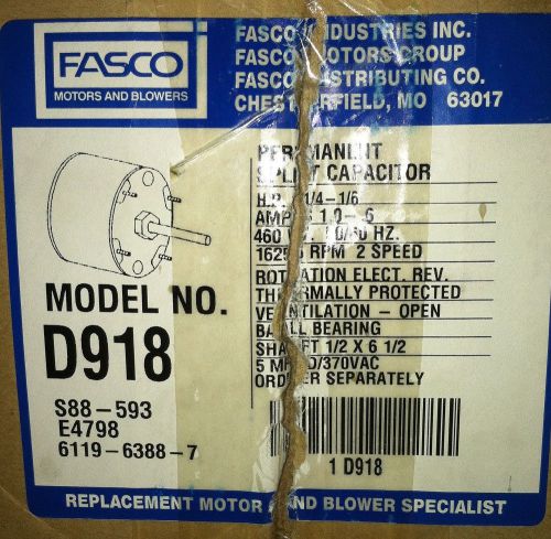 Fasco d918 5.6-inch condenser fan motor, 1/4 hp, 460 volts, 1625 rpm, 2 speed, 1 for sale