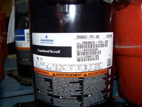 Emerson Copeland Scroll Compressor 460 V 3 Phase 60 Hz Model # ZR68KCE-TFD-930