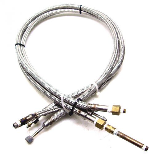 Lot of 3 swagelok 316 braided stainless steel metal 48&#034;(l) hose w/ tube adapter for sale