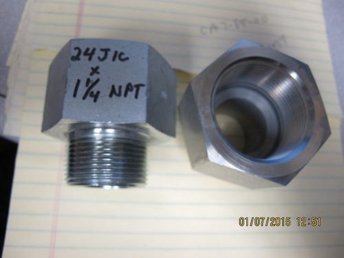 24 jic x 1  1/4 ” / jic female to male npt straight adaptor connector stainless stee for sale