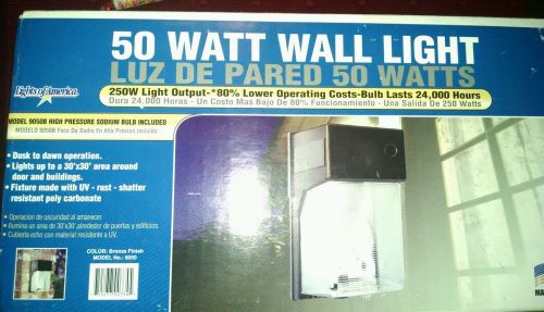 Outdoor light fixture, 50 watt high pressure sodium wall light, new