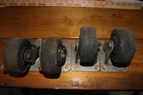 4 industrial heavy duty dolly cart table wheels casters ~ 2 stationary 2 swivel for sale