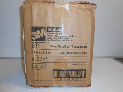 NEW BOX OF 4 ROLLS 3M STOTCH 371 CLEAR SEALING TAPE 72mm X 914mm