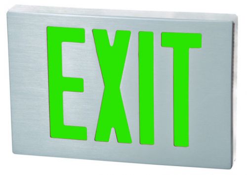 Cast Aluminum LED Exit Sign w/ Green Lettering, Aluminum Housing &amp;amp; Alumi