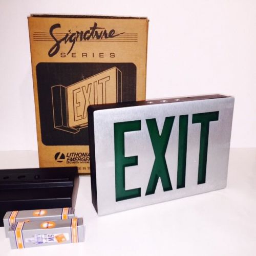 New lithonia exit sign signature series die-cast aluminum single face green for sale
