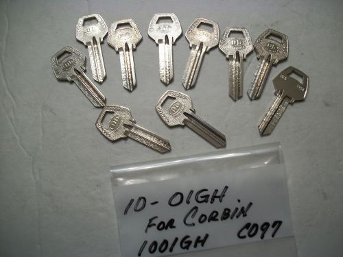 Locksmith LOT of 10, Key Blanks for CORBIN, O1GH, ILCO 1001GH, CO97