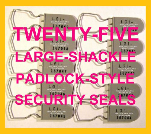 SECURITY SEALS, DISCOUNT PRICED, PADLOCK-STYLE, 25 SEALS, LARGE, GRAY, NEW