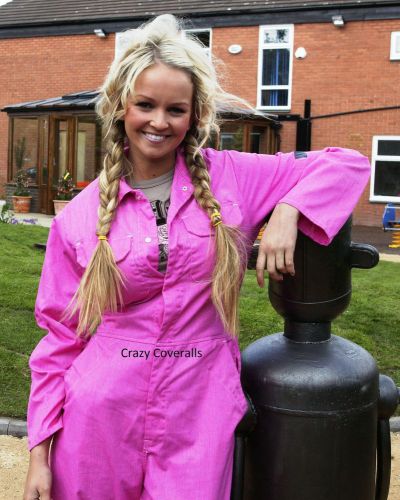 Pink overalls, coveralls, pink boiler suit, jumpsuit, work overall. uk xl size16 for sale