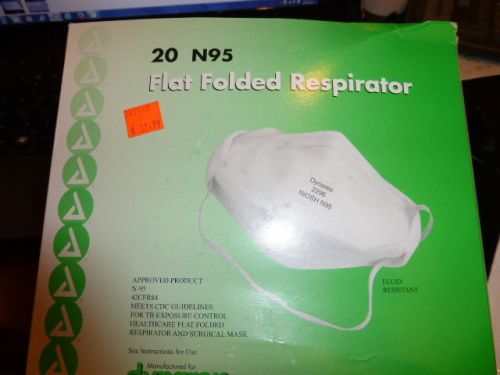 DYNAREX #2296 N95 FLAT FOLDED RESPIRATOR MASK BOX OF 20, MEETS CDC GUIDELINES