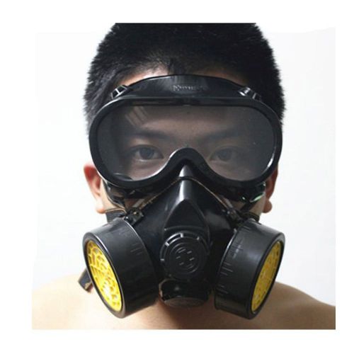 Respirator gas mask filter goggle set paint industrial chemical safety anti dust for sale