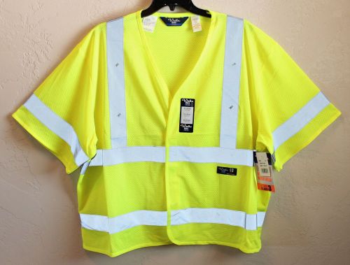 Walls work wear mesh neon yellow safety 3m reflective hi-visibity vest shirt xxl for sale