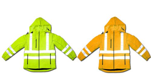 Hi-Vis Hooded Water Repellent Jacket ,Meets ANSI/ISEA 107-2010 Class 3 Standards