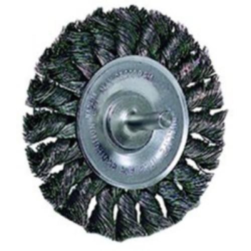 Wire wheel, 3-1/4&#034; diameter, .0118 knotted wire, 1/4&#034; round stem, 25,000 (17680) for sale
