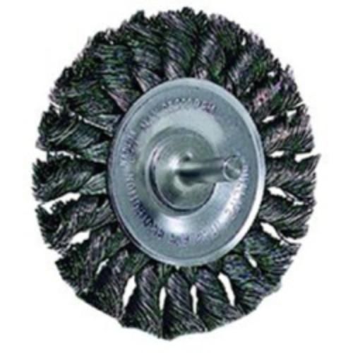 Wire Wheel, 3-1/4&#034; Diameter, .0118 Knotted Wire, 1/4&#034; Round Stem, 25,000 (17680)