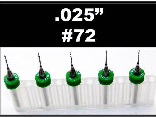 .025&#034; - #72  1/8&#034; Shank  Carbide Drill Bits FIVE Pcs CNC Dremel Model Hobby  PCB