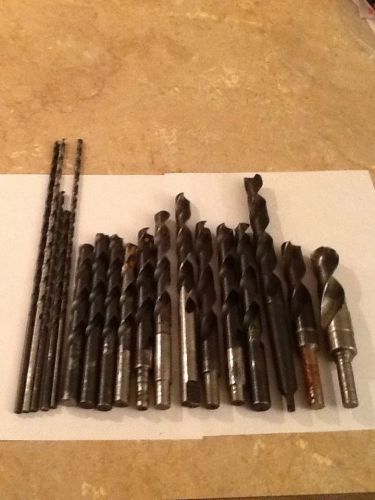 Machinist lot of 18 hs drill bits taper/ straight shanks 15/64 &#034;- 1&#034; for sale