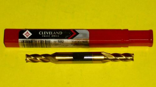 Cleveland 9/32&#034; end mill 3/8&#034; shank 4 flute hss tin coated double end 11/16&#034; cut for sale