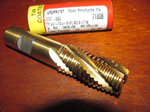 BRAND NEW 7/8&#034; ROUGHING END MILL , 4 FL ,  3/4&#034; SHANK , TiN COATED , QUINCO