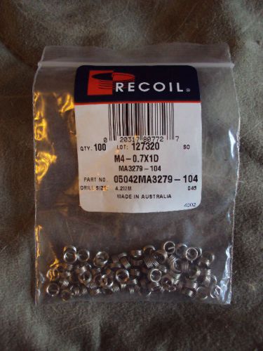 4mm x .7 x 1D Stainless Heli-coils Quantity of 100 w/ drill and tap