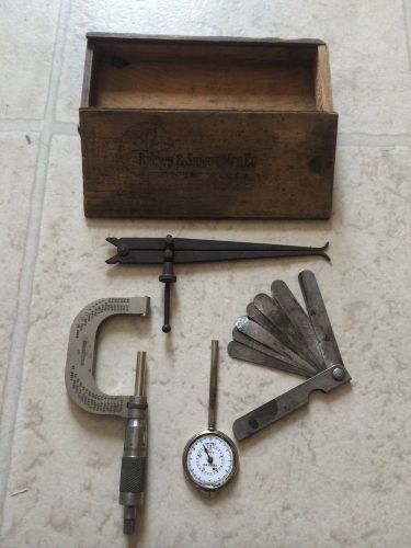 Vintage brown &amp; sharpe micrometer caliper no. 48 w/ box set for sale