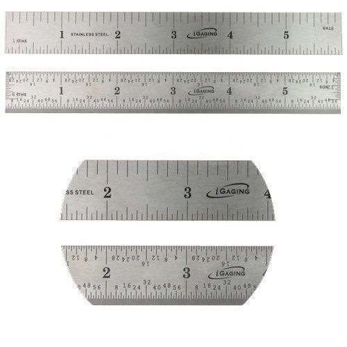 6&#034; stainless steel ruler 4r rule scale machinist engineer 1/18, 1/16, 1/32, 1/64 for sale