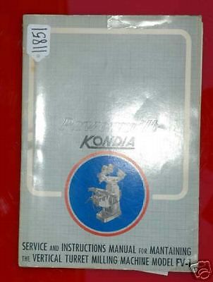 Powermill kondia service manual for turret milling mach (17969) for sale