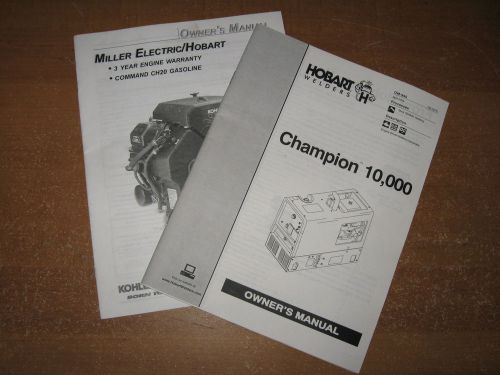 Hobart champion 10,000 owners / parts manual w/ kohler engine manual for sale