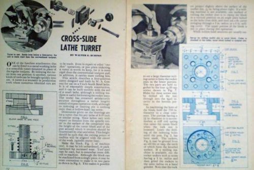 1946 How-to Build METAL LATHE CROSS-SLIDE TURRET DIY ARTICLE PLAN