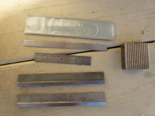 GROUP OF VINTAGE STARRETT TOOLS 2 NO.54 HOLD DOWNS 2 RULES MACHINIST PARRALLELS