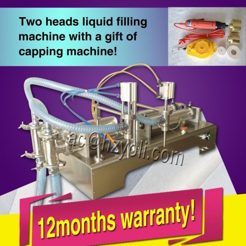 1000ml with bottle capper two heads liquid filling machine for  water oil sauce for sale