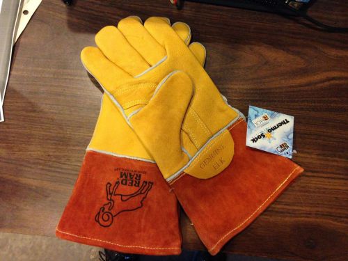 1 pair of brand new size lg memphis genuine elk leather red ram welding gloves for sale