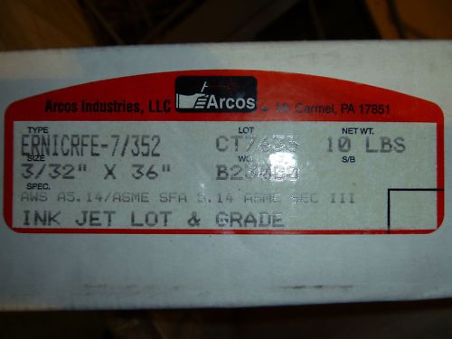 Arcos ERNICRFE-7 352 3/32&#034; X 36&#034; Tig Weld Rod 10 lbs.