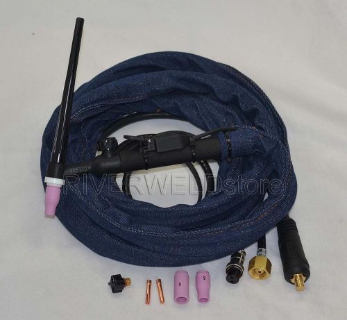Wp-9fv 12-foot 125amp tig welding torch complete with gas valve &amp; flexible head for sale