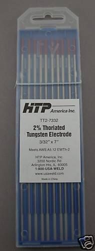 10 2% Thoriated Tungsten TIG Weld Electrodes 3/32&#034; x 7&#034;
