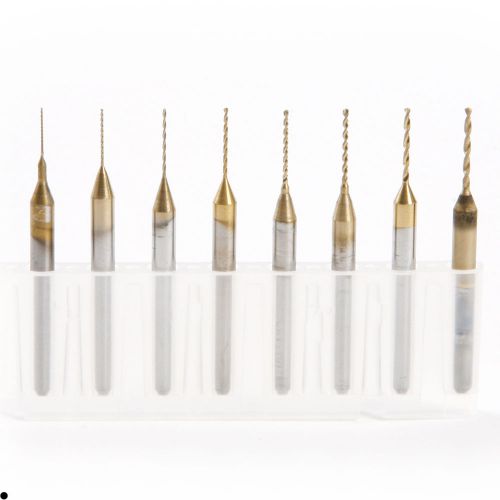 8pcs 0.3mm -1.0mm alloy ti plated pcb dremel micro cnc engraving drill bits set for sale