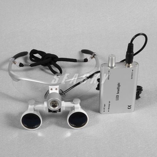 3.5X Silver Dental Surgical Loupes Medical Surgical Glasses Head Lamp Light LED
