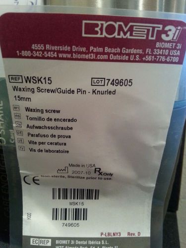 Biomet 3i Waxing Screw/Guide Pin- Knurled