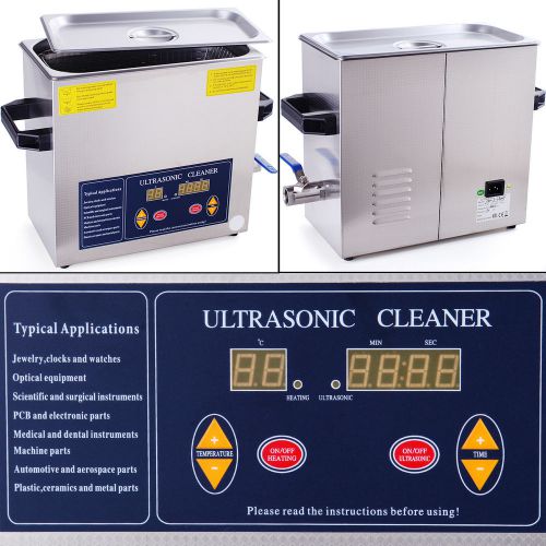 Stainless 6L Liter Industry Heated Ultrasonic Cleaner 1-99 min working time