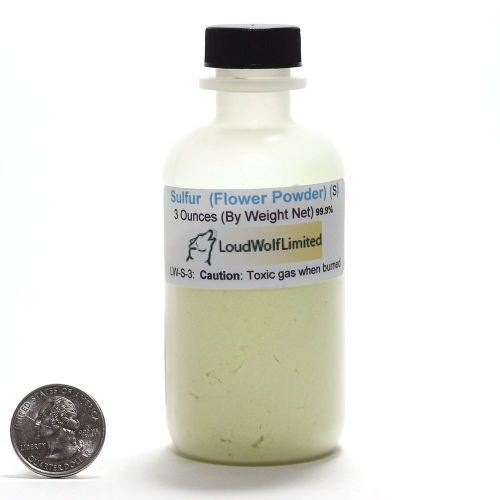 Sulfur Powder (Sulphur) 3 ounces Ultra fine flour Ships from USA plastic bottle
