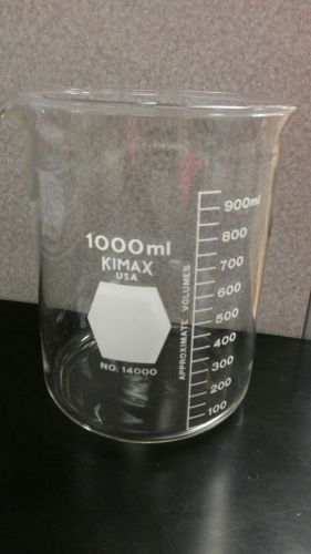 (6) 1000 ml new kimax glass beakers for sale