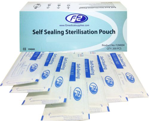 F2 Medical Sterilisation Pouches 70mm x 260mm 200 Per Box For Medical Dental Use