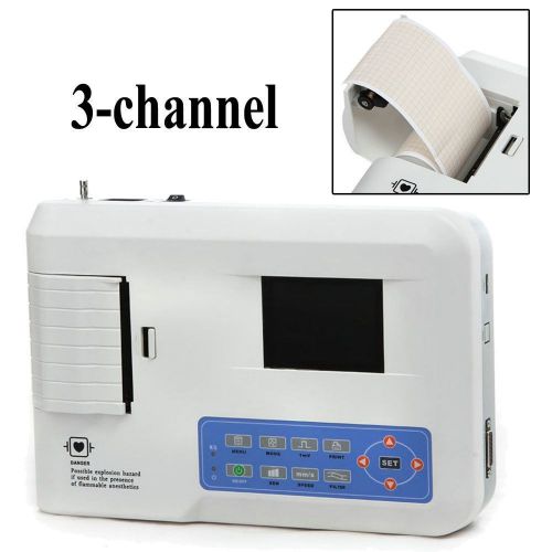 Digital 3 Channel 3.5 inch Color LCD Electrocardiograph EKG Machine+Software CE