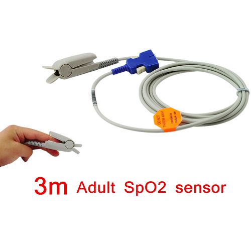 Adult fingertip clip spo2 sensor probe 14 pins 3m/9.8 feet for nellcor tpu cable for sale