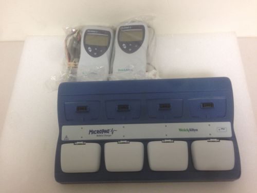 2 Welch Allyn Micropaq 402 Telemetry Monitors ECG/EKG + Sensor + 4 Battery Pack