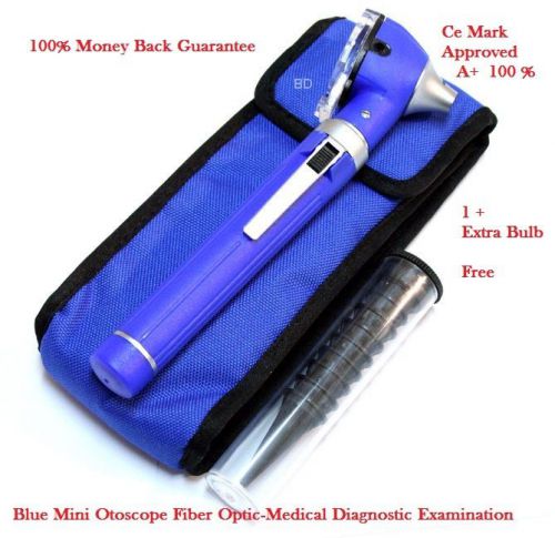 Blue Mini Otoscope Fiber Optic-Medical Diagnostic Examination ENT CE Approved