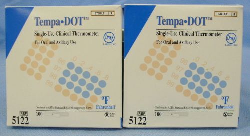 2 Boxes of 100ea 3M/Medical Indicators Tempa Dot Clinical Thermometers #5122