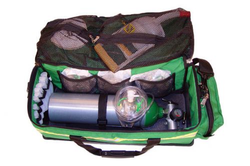 Green &#034;tuff bottom&#034; oxygen bag ems emt paramedic fire rescue als bls responder for sale