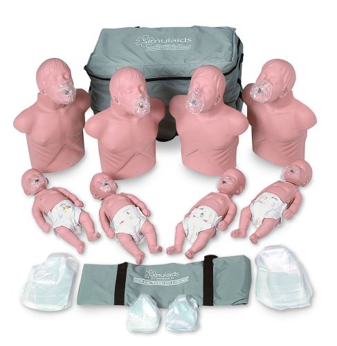 8 Pack Simulaids CPR Adult &amp; Baby Sani-Manikins #2151