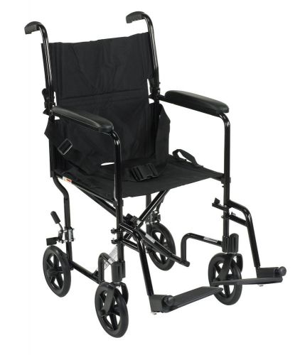 Drive Medical Aluminum Transport Chair, 19 Inch Black